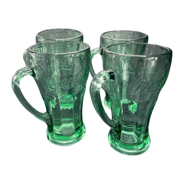 Coca-Cola Vintage Libbey Green Bottle Heavy Duty 14 oz Mug with Handle Set of 4 - Picture 4 of 13